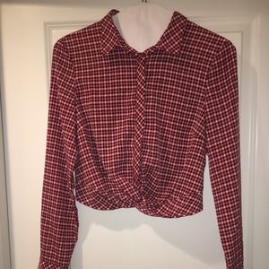 Plaid Longsleeve Crop-top. Never Worn!